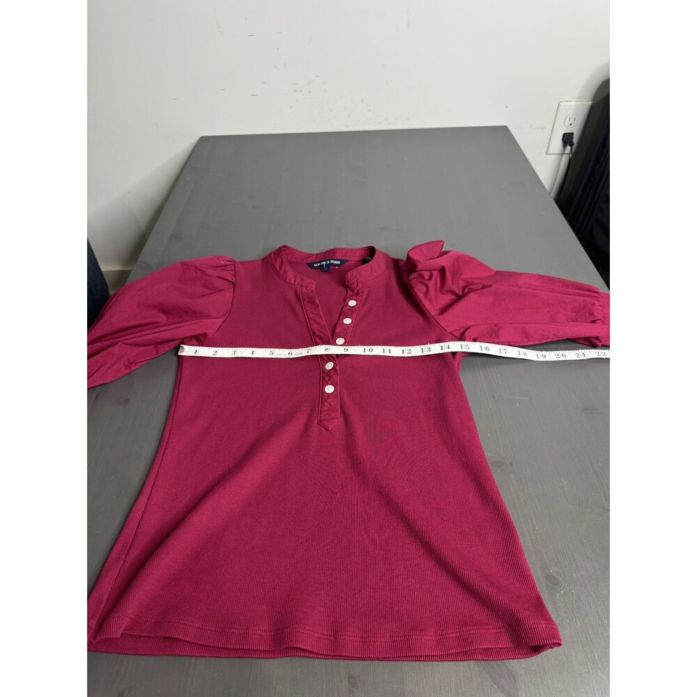 Veronica Beard Coralee Puff Sleeve Top In Raspberry - Picture 8 of 9
